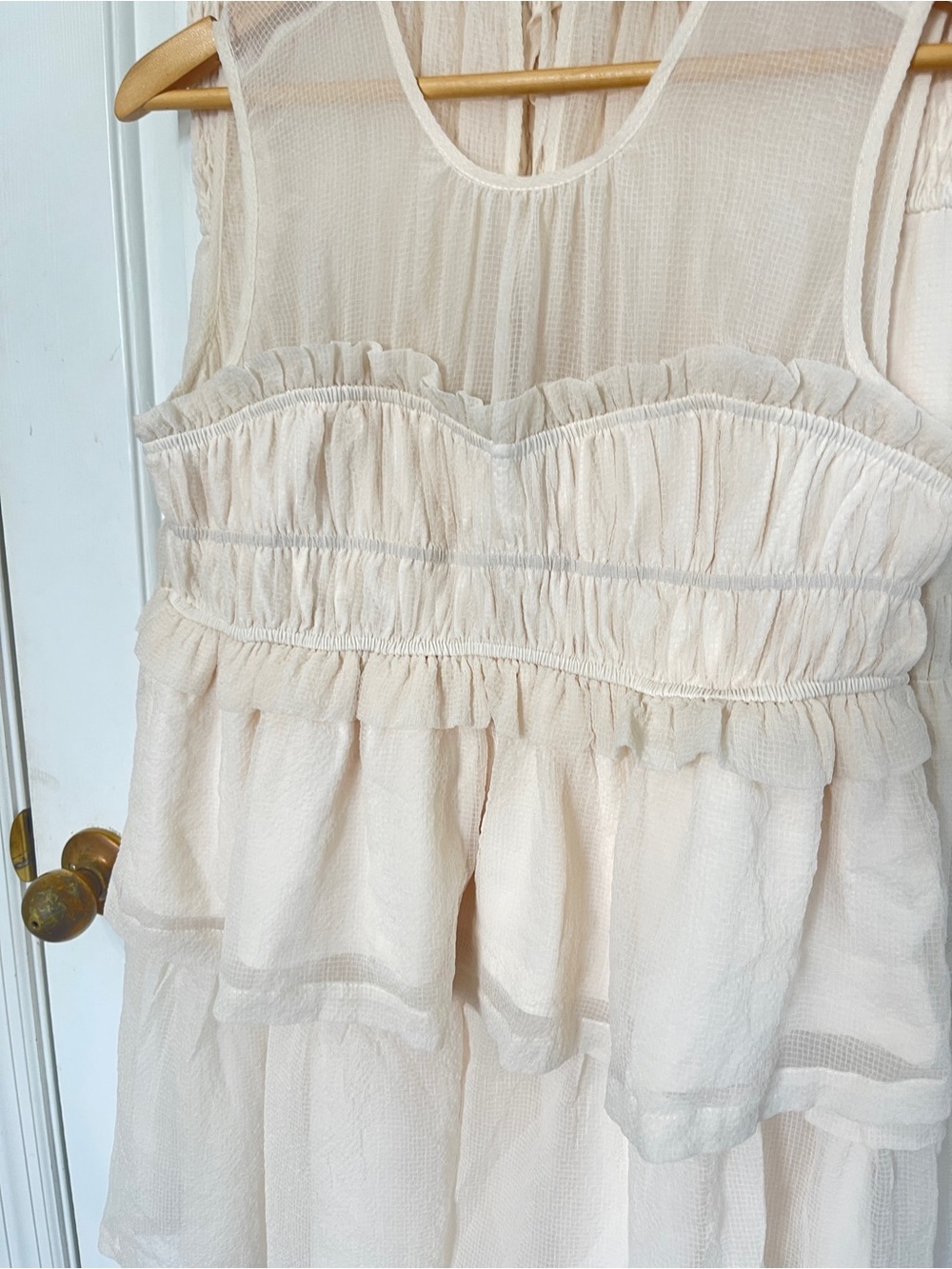 Listicle Large Ivory Ruffles Slit Maxi Skirt Top Outfit Feminine Boho Coastal - Picture 3 of 11